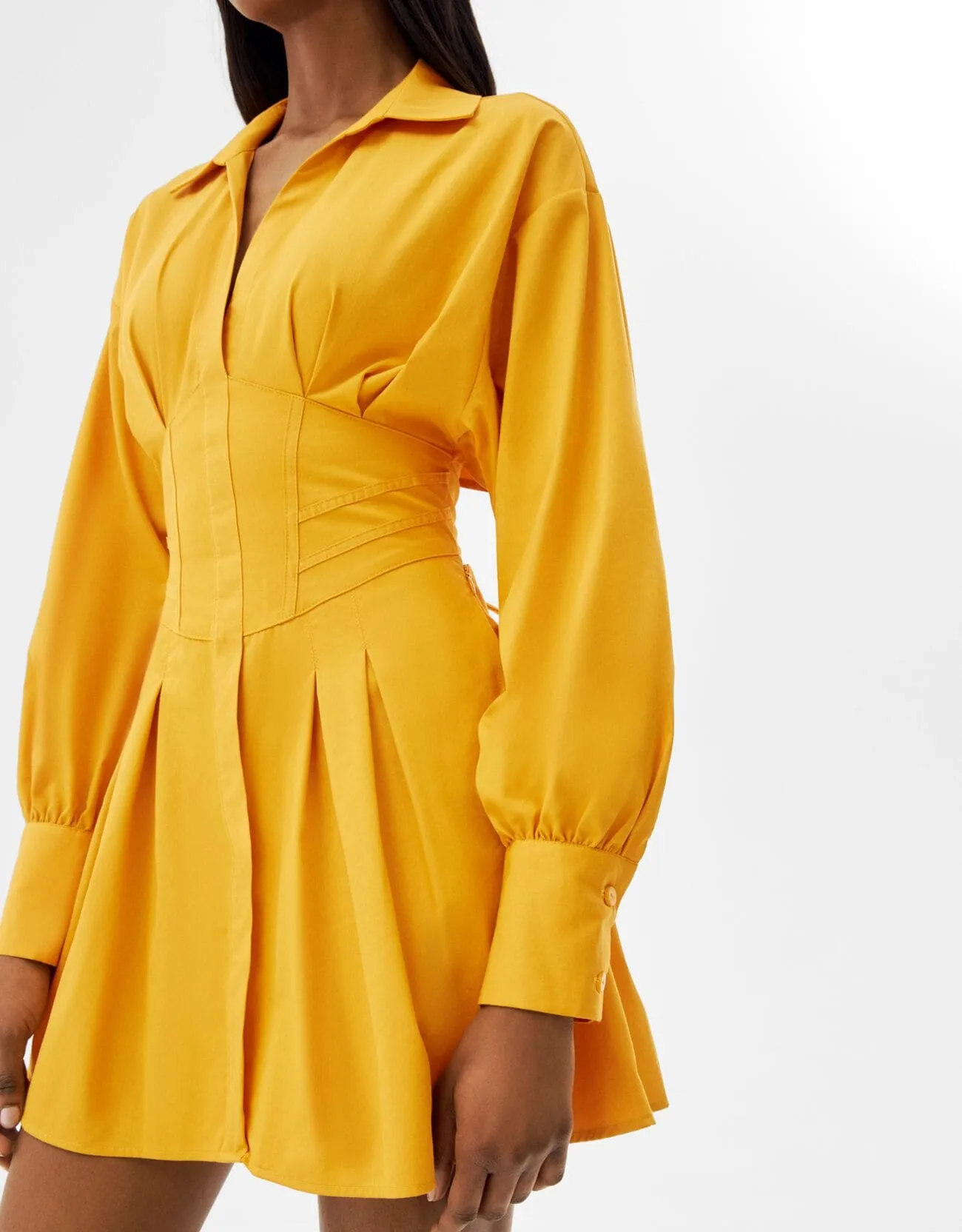 Minihemdkleid aus Popelin mit Corsage-Detail